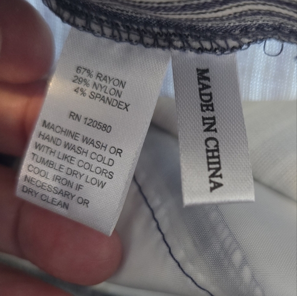 Amanda & Chelsea Womens Pants sz 14 Blue-White Railroad Stripe Modern Fit Ankle - Picture 10 of 10